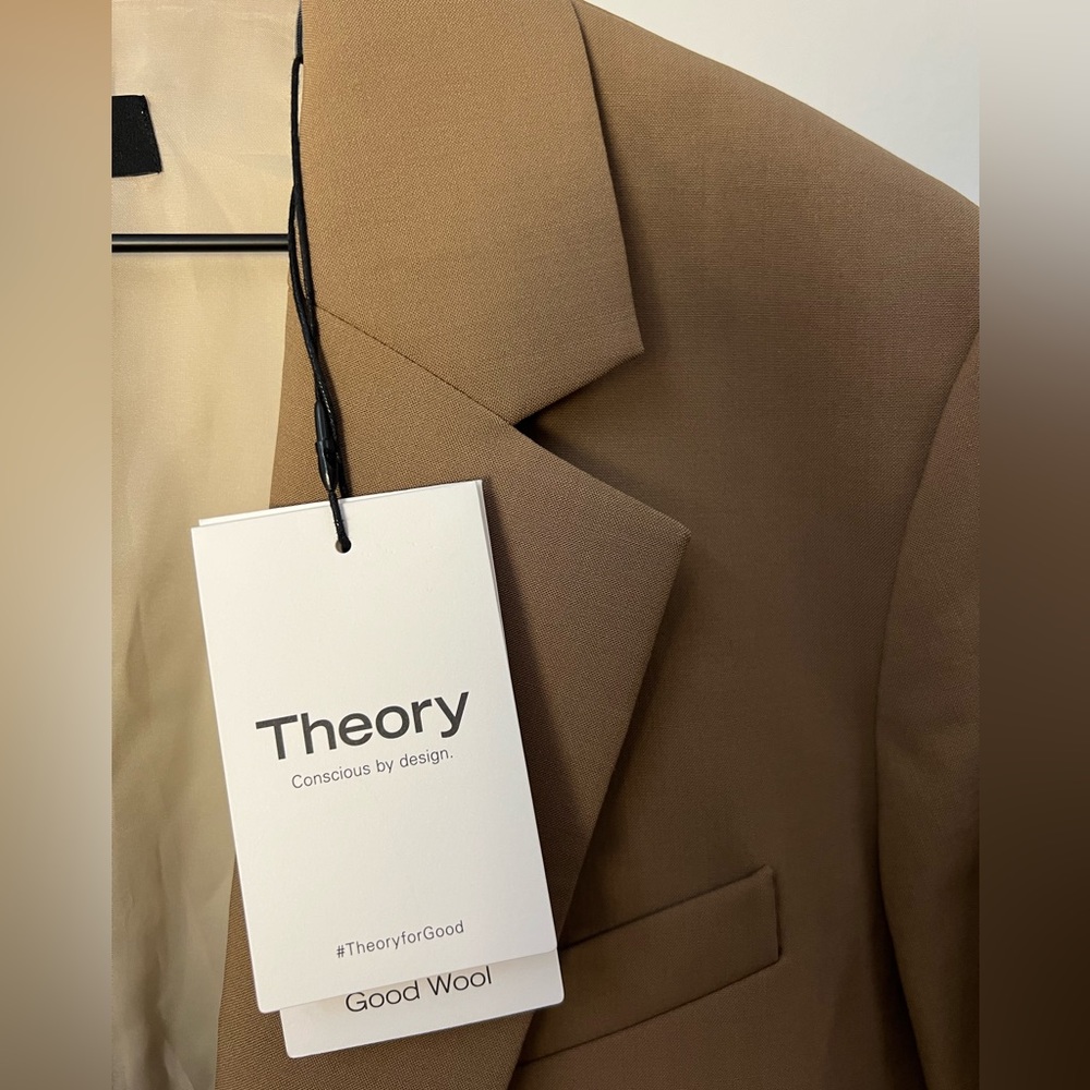 NWT Theory "Truffle" Traceable Wool Boyfriend Style Single Button Closure Blazer - Picture 11 of 14